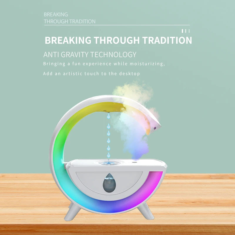 RGB Night Light Water Droplet Sprayer Anti-Gravity Air Humidifier 350ml Creative Home Office Mist Maker Diffuser Gift