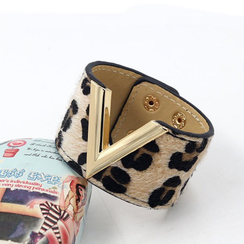 Wide Animal Print "V" Cuff Bracelet (Multiple Styles/Colors)