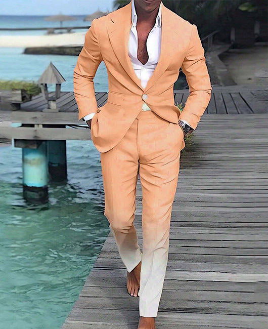 Mens Ombre Palm Tree Embroidered Suit (Multiple Colors)