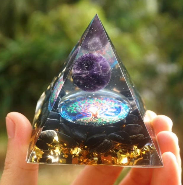Pyramid Natural Crystal Gravitational Energy Tower. Attract Positive Energy and Combat Negative Energy Heal Abundance Creativity Protection