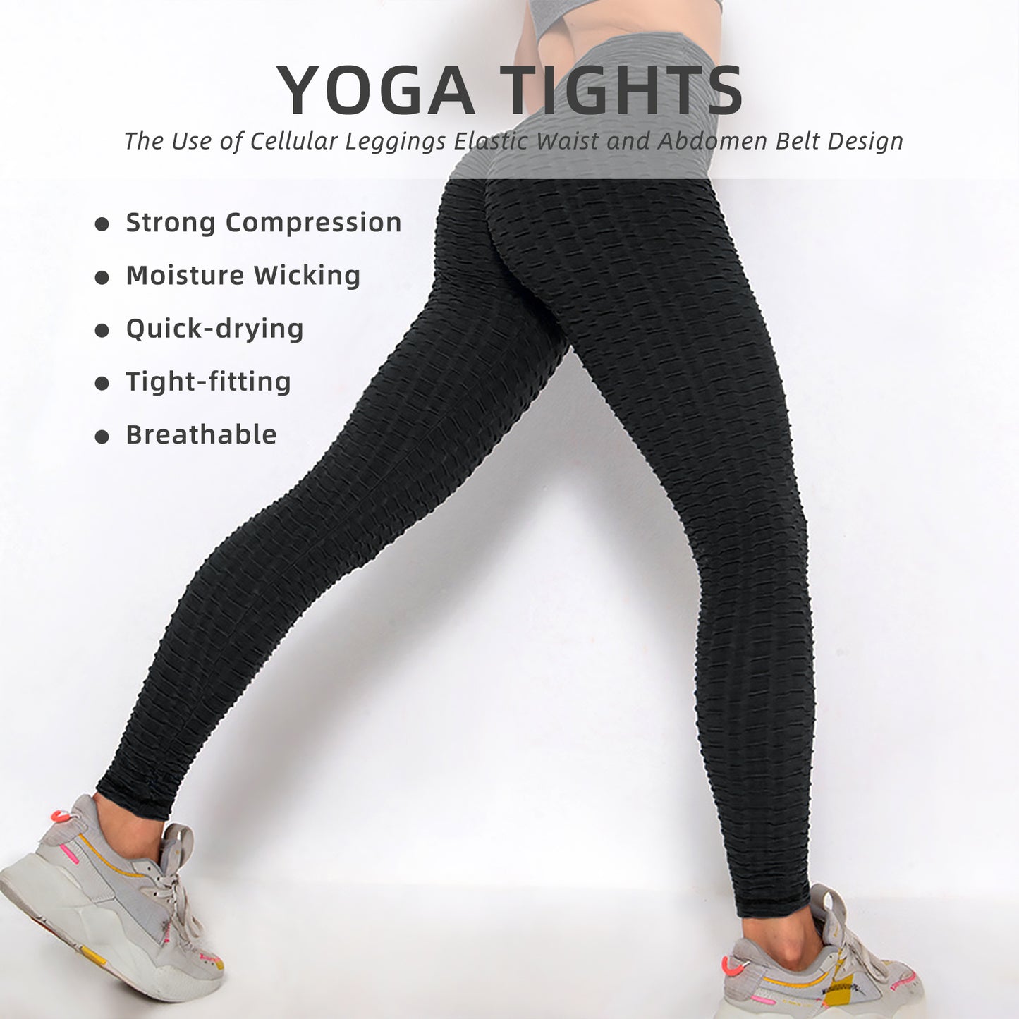 Women's Bubble Textured Butt Lifting Leggings (Black)