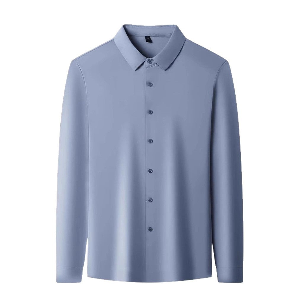 Mens Seamless High Elastic Long Sleeve Anti-wrinkle Dress Shirt (Multiple Colors)