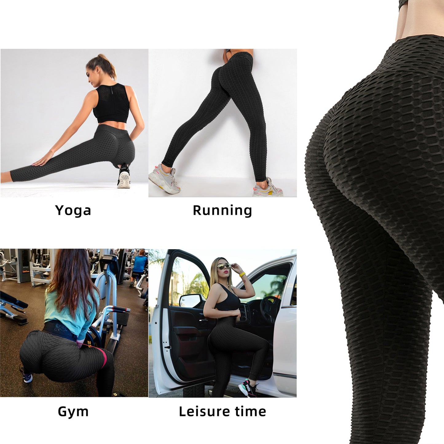 Women's Bubble Textured Butt Lifting Leggings (Black)