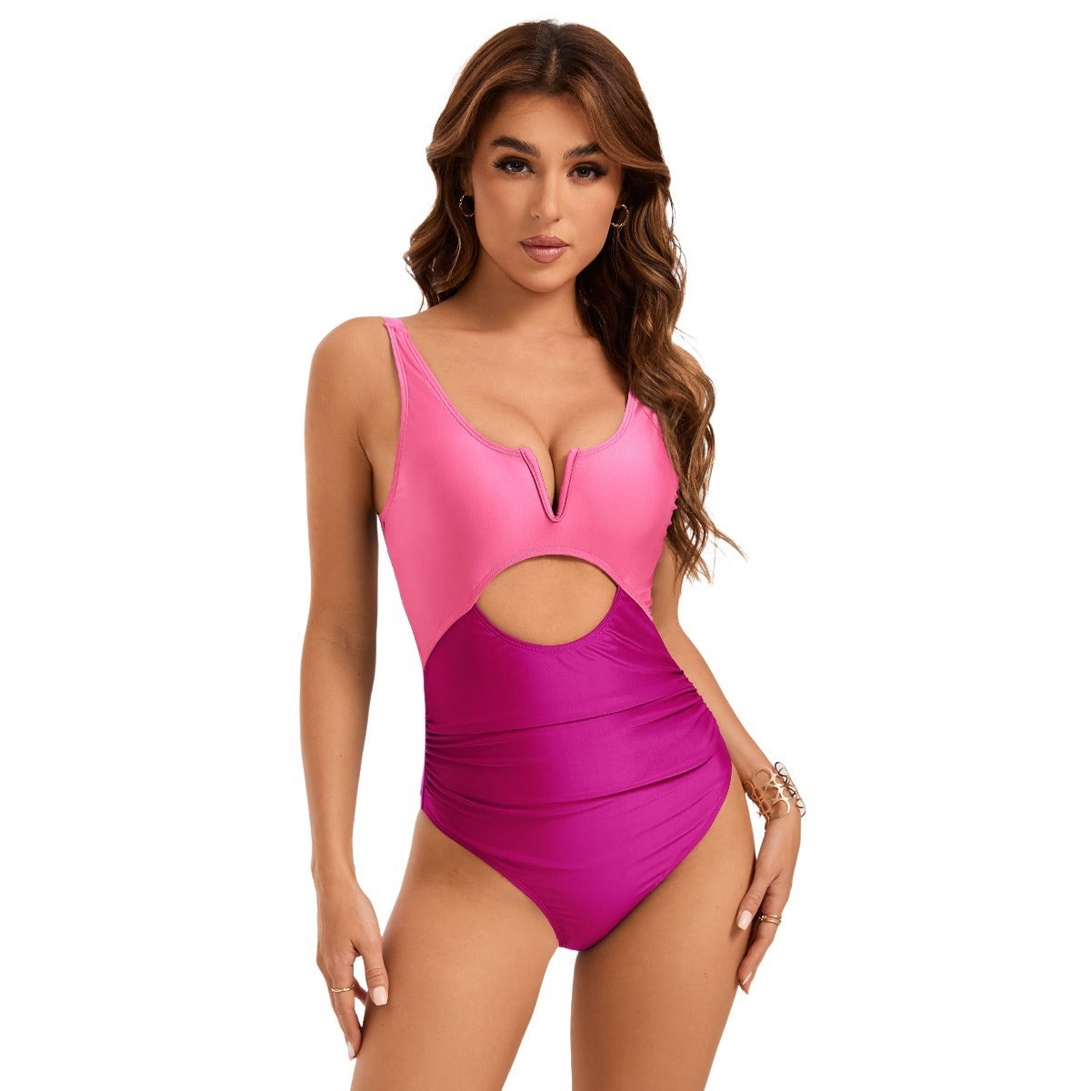 V-support Hollow Backless One-piece Swimsuit For Women (Multiple Colors)