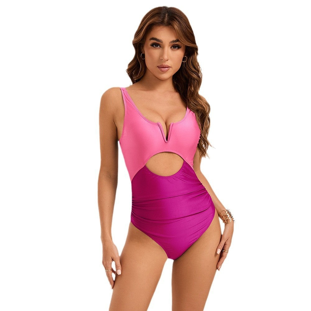 V-support Hollow Backless One-piece Swimsuit For Women (Multiple Colors)