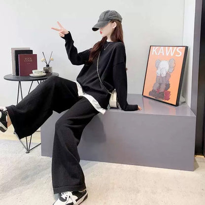 Women's Graceful And Fashionable Fake Two Pieces Sweaters Suit Set (Multiple Colors)