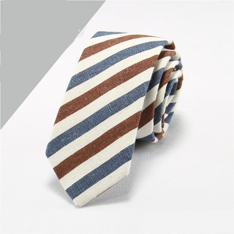 Striped Cotton And Linen Men's Formal Business Tie (Multiple Colors)