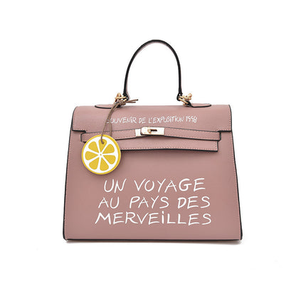 Elegant Kelly French Phrase Vegan Leather Tote Purse (Multiple Colors)