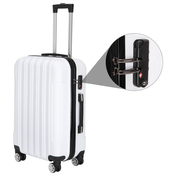 Vertical Pattern Three-in-one Trolley Case With Handle And Universal Wheels (White)