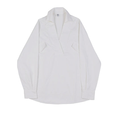 Men Long Sleeve Loose Casual White Shirt