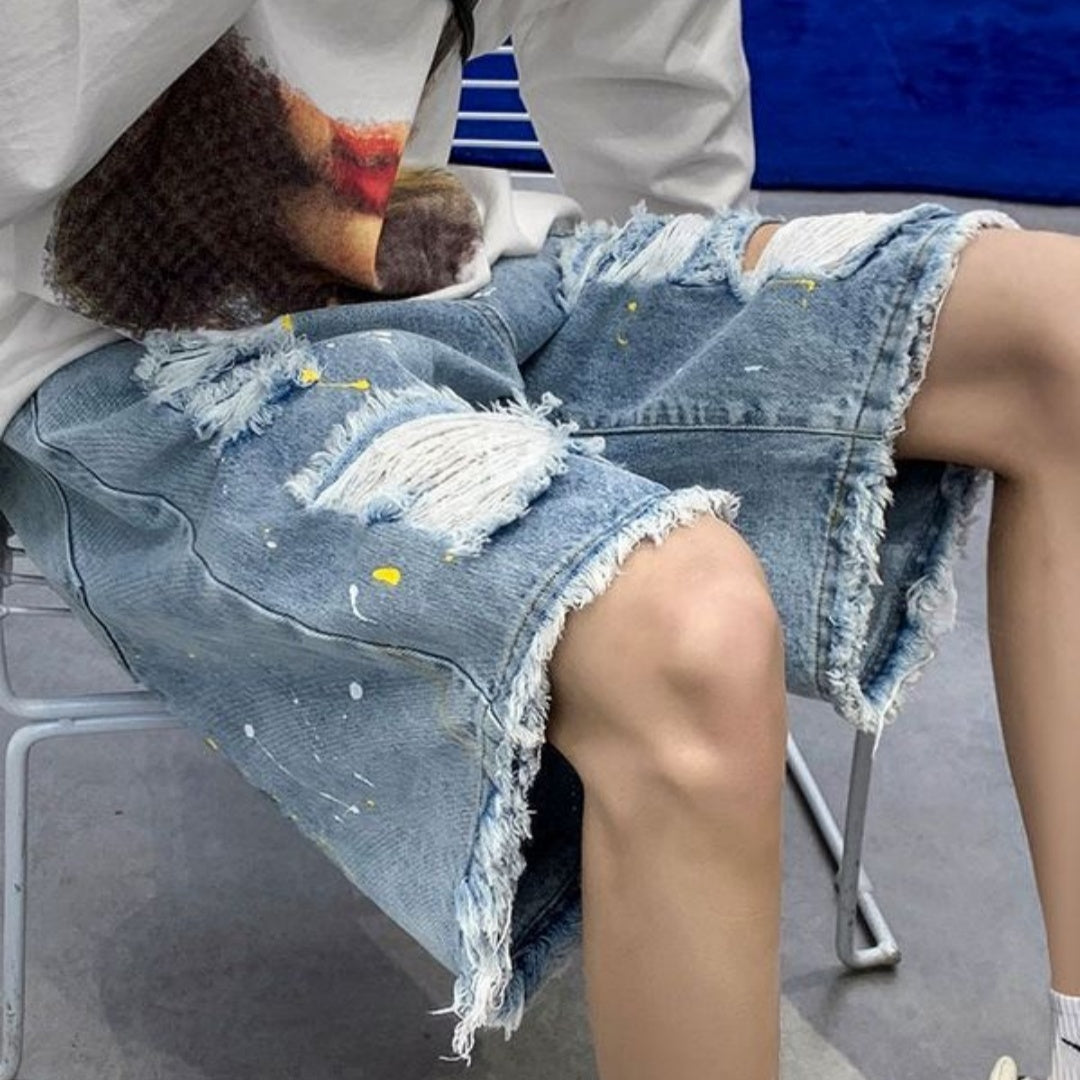 Men's Casual Washed Hole Denim Shorts (Multiple Colors)