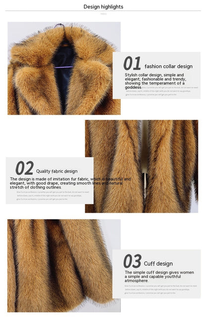 Fall Winter Fashion Mid-length Faux Fur Coat