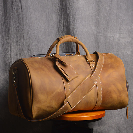 Retro Leather Duffle Bag w/Shoe Compartment (Multiple Colors)