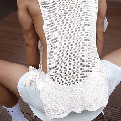Sheer Knit Cutout Side Strap Casual Men's Vest (Multiple Colors)