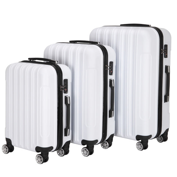 Vertical Pattern Three-in-one Trolley Case With Handle And Universal Wheels (White)