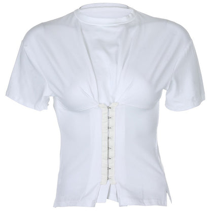 Fashion T-shirt w/Built in Corset (White)
