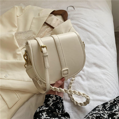 Vegan Leather Flip Saddle Purse w/Braided Strap (Multiple Colors)