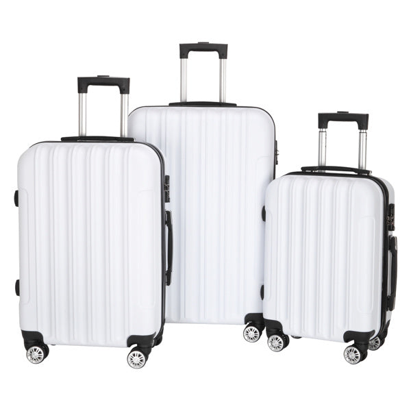 Vertical Pattern Three-in-one Trolley Case With Handle And Universal Wheels (White)