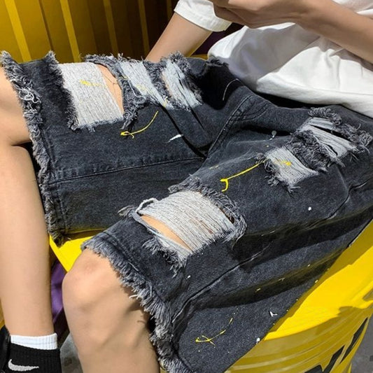 Men's Casual Washed Hole Denim Shorts (Multiple Colors)