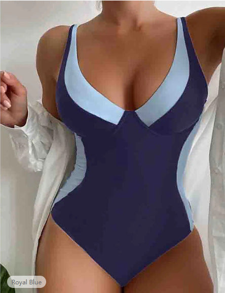 Sexy and Sleek One Piece Contrast Swimsuit (Multiple Colors)