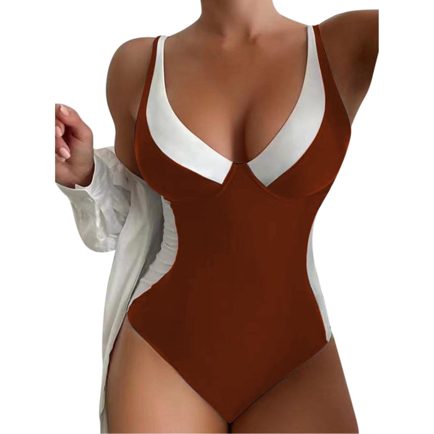 Sexy and Sleek One Piece Contrast Swimsuit (Multiple Colors)