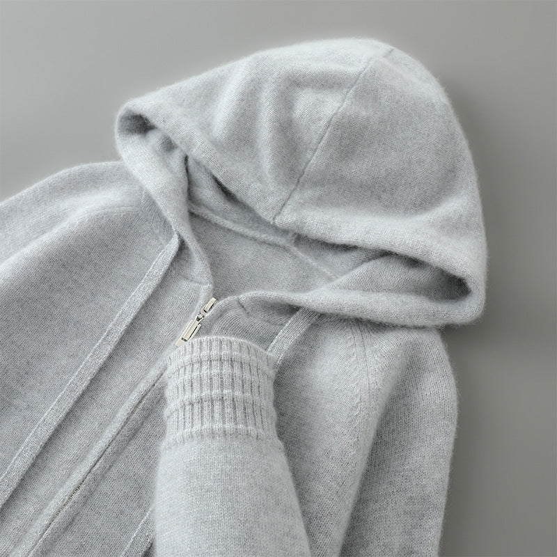 Luxury Mens Australian Merino Wool Zip Hoodie w/ Sleeve and Bottom Detailing (Multiple Colors)