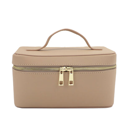 Genuine Leather Portable Travel Cosmetic Toiletry Zip Case Large Capacity (Multiple Colors)