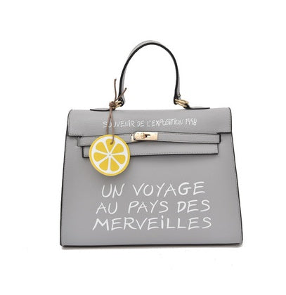 Elegant Kelly French Phrase Vegan Leather Tote Purse (Multiple Colors)