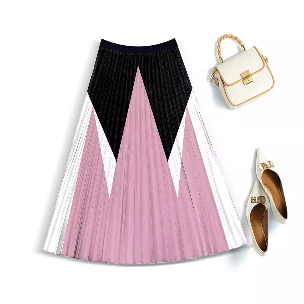 Slimming Pleated Skirt Printed (Multiple Styles/Colors)
