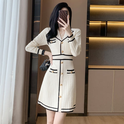 Chanel Inspired Classic Style Knitted Short Dress (Multiple Colors)