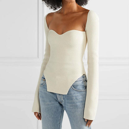 Square Sweetheart Neck Faux Bodysuit Top (Multiple Colors)