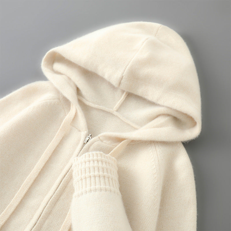 Luxury Mens Australian Merino Wool Zip Hoodie w/ Sleeve and Bottom Detailing (Multiple Colors)