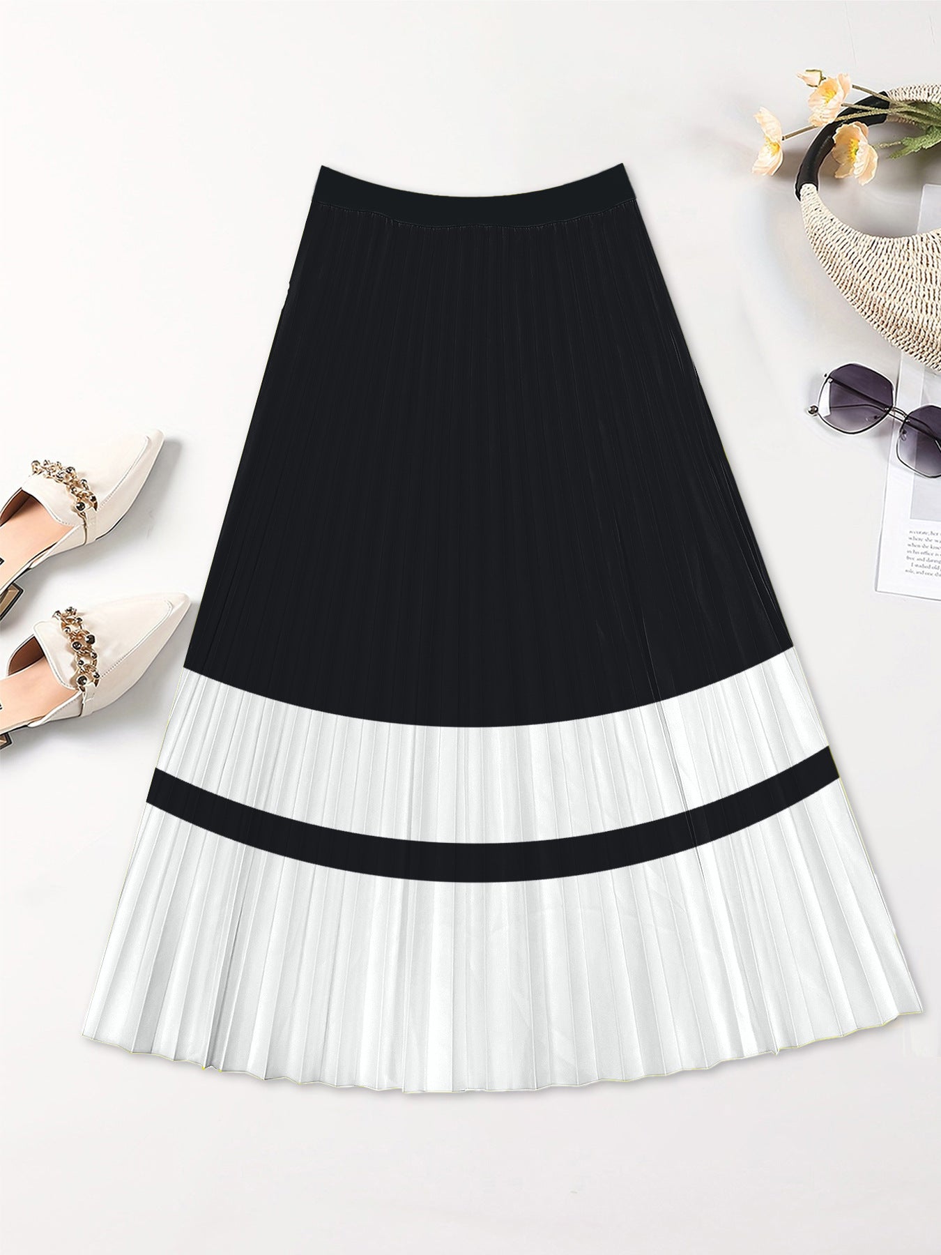 Slimming Pleated Skirt Printed (Multiple Styles/Colors)