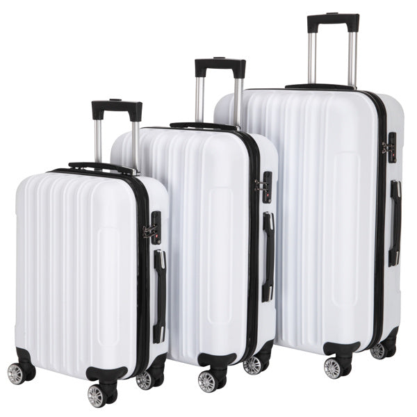 Vertical Pattern Three-in-one Trolley Case With Handle And Universal Wheels (White)