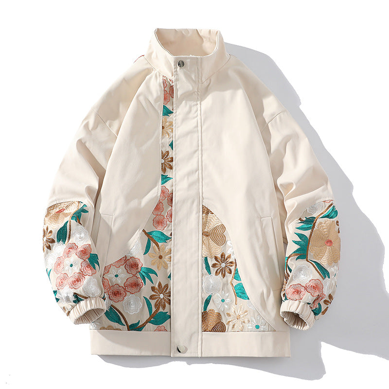 Fashion Casual Cool Flower Embroidery Mens Bomber Jacket (Multiple Colors)