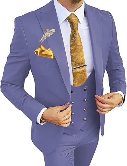 Men's Slim Double-breasted Coat,Vest, & Pants Suit (Multiple Colors)