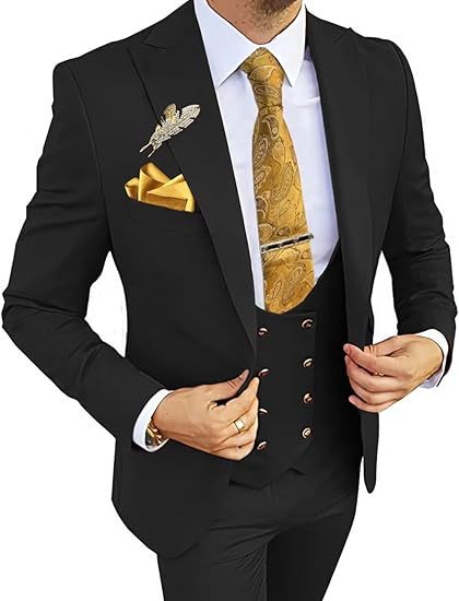 Men's Slim Double-breasted Coat,Vest, & Pants Suit (Multiple Colors)