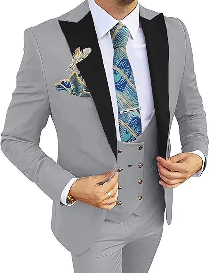 Men's Slim Double-breasted Coat,Vest, & Pants Suit (Multiple Colors)