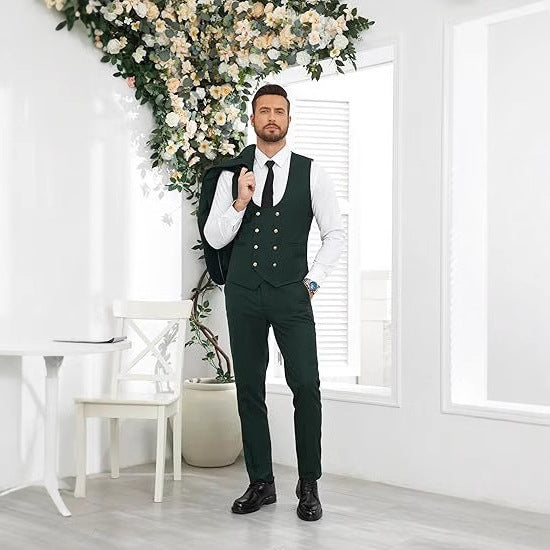 Men's Slim Double-breasted Coat,Vest, & Pants Suit (Multiple Colors)
