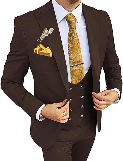 Men's Slim Double-breasted Coat,Vest, & Pants Suit (Multiple Colors)