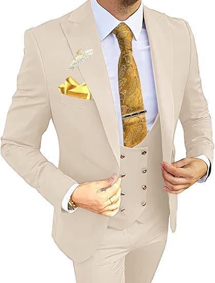 Men's Slim Double-breasted Coat,Vest, & Pants Suit (Multiple Colors)