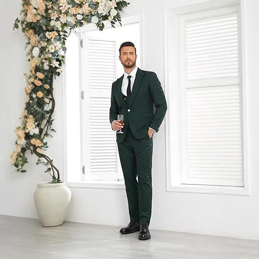 Men's Slim Double-breasted Coat,Vest, & Pants Suit (Multiple Colors)