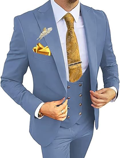 Men's Slim Double-breasted Coat,Vest, & Pants Suit (Multiple Colors)