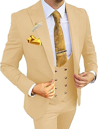 Men's Slim Double-breasted Coat,Vest, & Pants Suit (Multiple Colors)