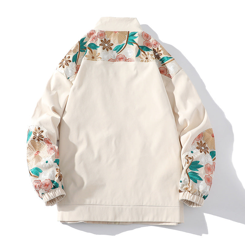 Fashion Casual Cool Flower Embroidery Mens Bomber Jacket (Multiple Colors)