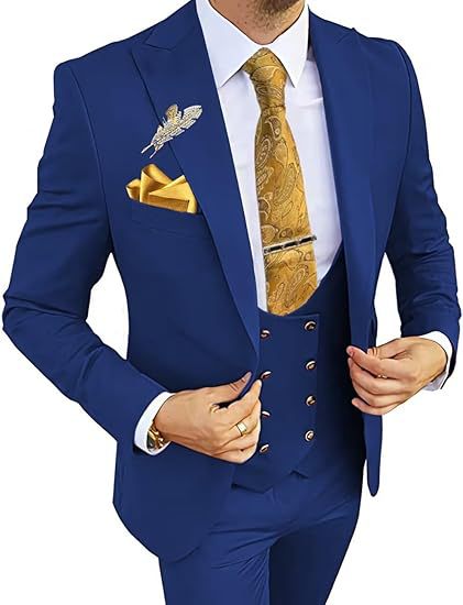 Men's Slim Double-breasted Coat,Vest, & Pants Suit (Multiple Colors)
