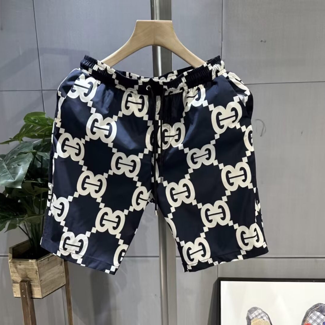 Thin Loose Trendy Printed Men's Casual Drawstring Pattern Shorts (Multiple Colors)