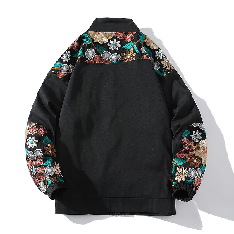 Fashion Casual Cool Flower Embroidery Mens Bomber Jacket (Multiple Colors)