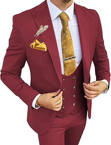 Men's Slim Double-breasted Coat,Vest, & Pants Suit (Multiple Colors)