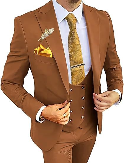 Men's Slim Double-breasted Coat,Vest, & Pants Suit (Multiple Colors)
